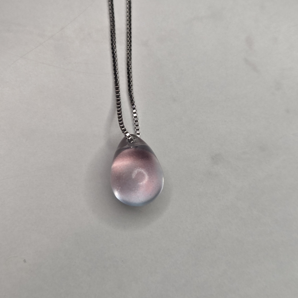 Pink / Blue "Mermaid Tear" Glass pendant necklace - Picture 3 of 7